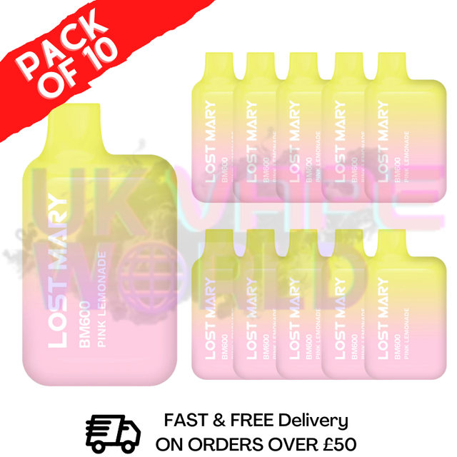 Pink Lemonade Lost Mary 600 Puff Bars Pack Of 10 - UK Vape World
