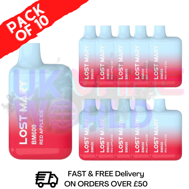 Red Apple ICE Lost Mary 600 Puff Bars Pack Of 10 - UK Vape World