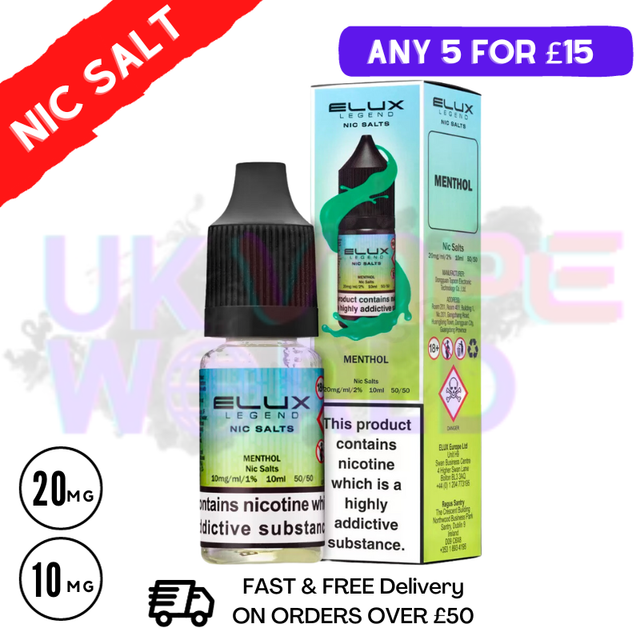 Menthol Elux Legend Nic Salt 10ML eLiquid - UK Vape World