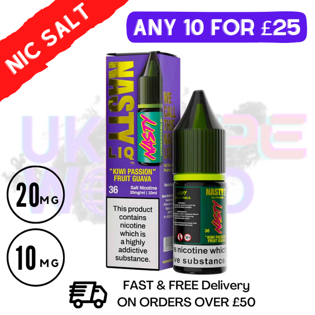 NastyLiq 'Kiwi Passion Fruit Guava' Nic Salt By Nasty Eliquids - UK Vape World