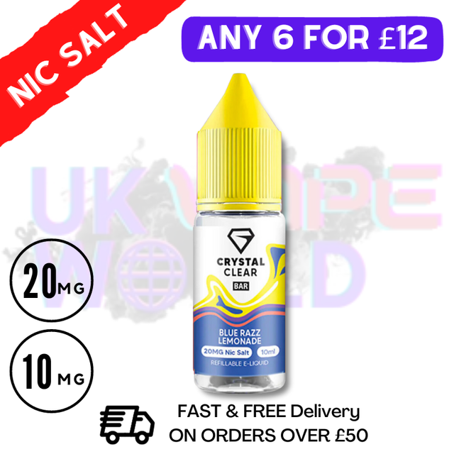 Shop Blue Razz Lemonade Crystal Clear Bar Nic 10ML Nicotine Salt eLiquid - UK Vape World