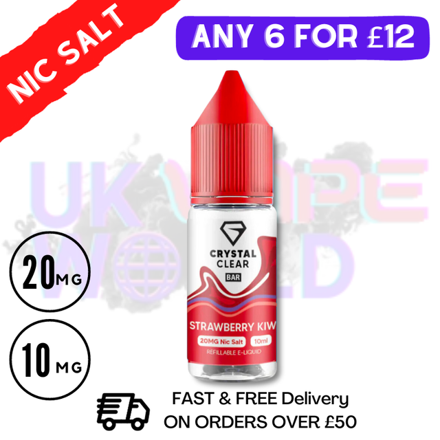 Shop Strawberry Kiwi Crystal Clear Bar Nic 10ML Nicotine Salt eLiquid - UK Vape World