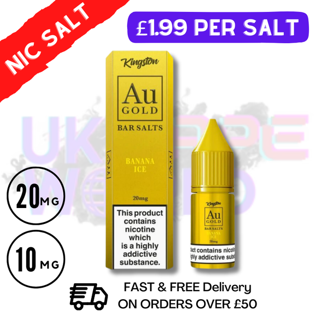 Shop Banana ICE By Kingston AU Gold Bar Salt 10ML Nicotine Salt eLiquid - UK Vape World
