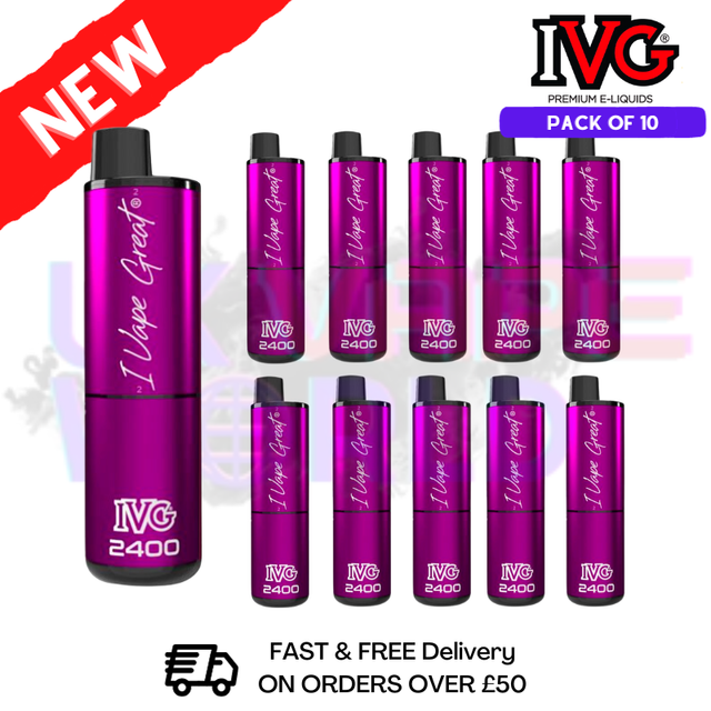 Box Of 10 - Berry Fizz IVG 2400 Disposable Vape Pen Kit - UK Vape World