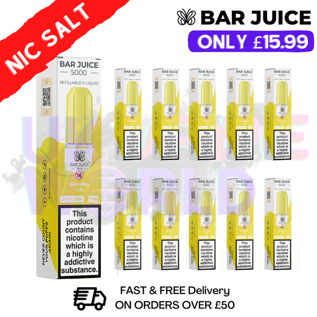 Banana Ice Bar Juice 5000 Nic Salt Pack / Box of 10 - £15.99