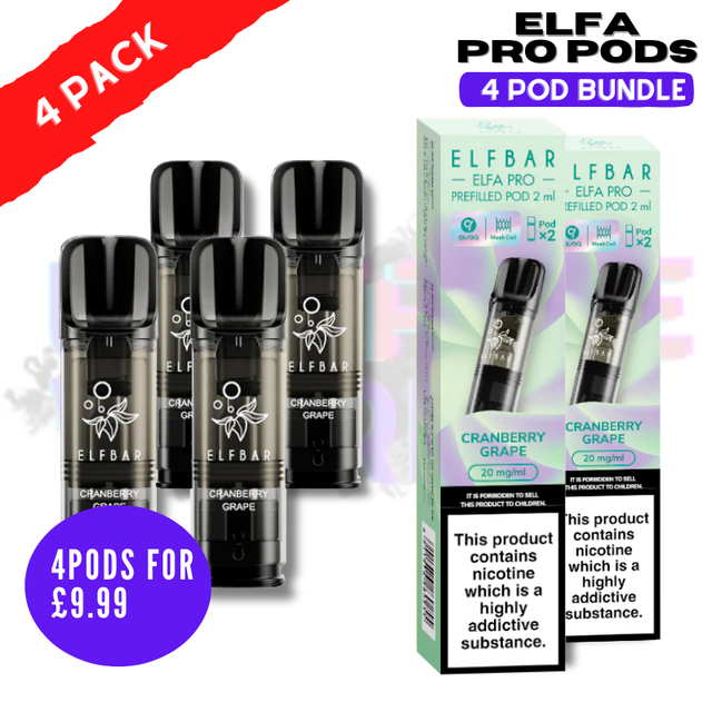 Shop Cranberry Grape ELFA Pro Pods - Pack Of 4 PODS - UK Vape World