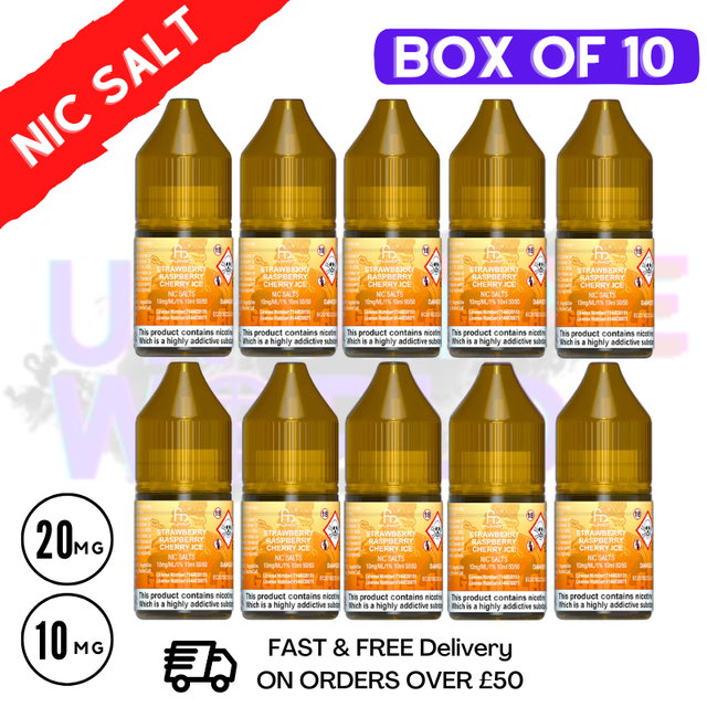 Shop Strawberry Raspberry Cherry Ice RandM Tornado 7000 Nic Salt BOX OF 10 - UK Vape World