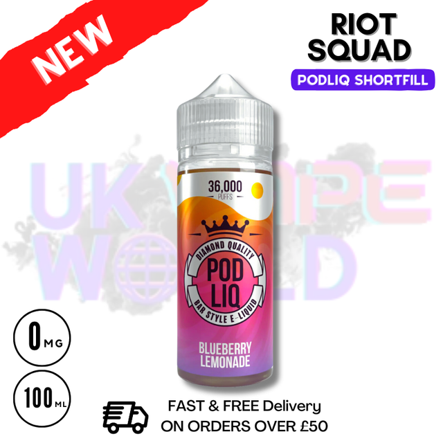 Shop Blueberry Lemonade - Riot Squad Pod Liq Shortfill Juice 80ML Eliquid - UK Vape World