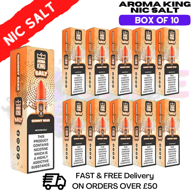 Shop Gummy Bear Aroma King Pack / Box Of 10 Nic Salts - UK Vape World