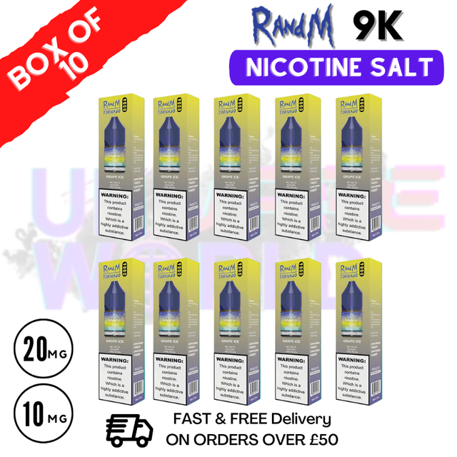 Grape Ice RandM 9000 Tornado Nic Salt Pack / Box of 10 - £16.99