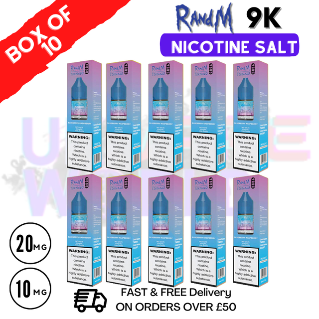 Shop Blueberry Raspberry RandM 9000 Tornado Nic Salt Pack / Box of 10 - £16.99 - UK Vape World