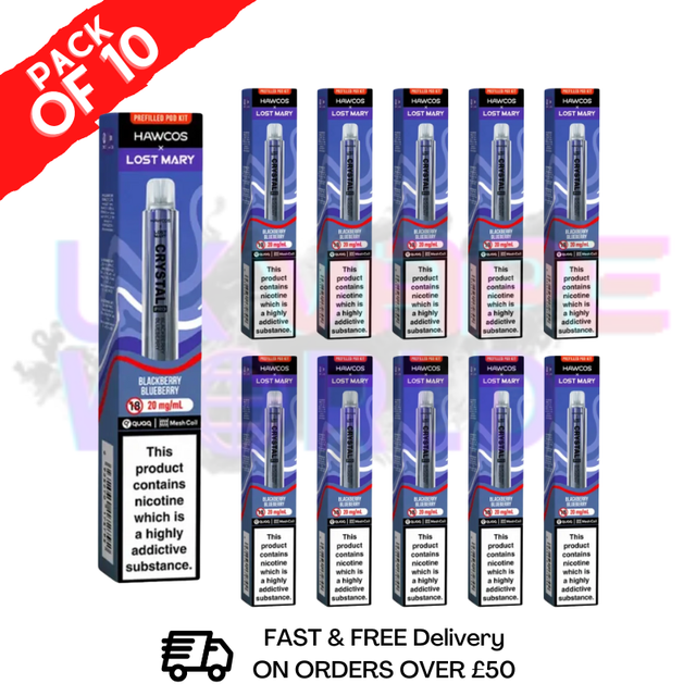 Shop Blackberry Blueberry Lost Mary Crystal Pro 600 Puff Box Of 10 - UK Vape World