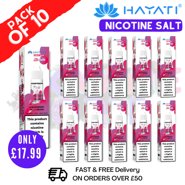 Shop Strawberry Jelly Beans Hayati Pro Max Nic Salt Box Of 10 - UK Vape World