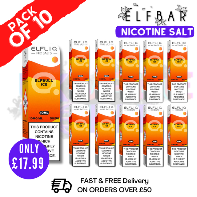 Shop Elfbull ICE ElfLiq Nic Salt BOX OF 10 - ONLY £17.99 - UK Vape World