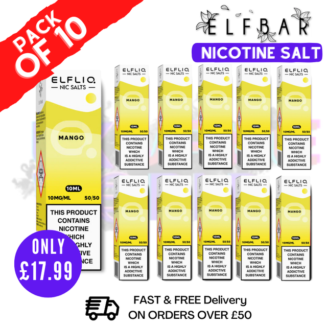 Shop Mango ElfLiq Nic Salt BOX OF 10 - ONLY £17.99 - UK Vape World