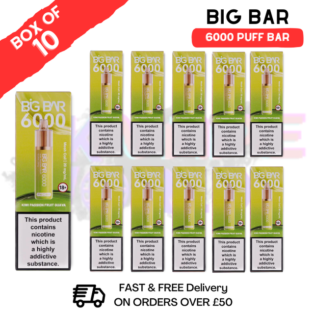 Shop Kiwi Passion Fruit Guava Feoba Big Bar 6000 Puff 6K Box Of 1