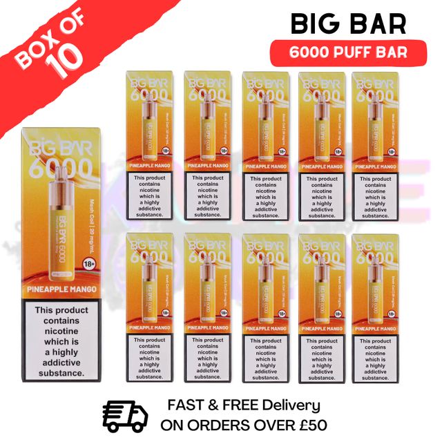 Shop Pineapple Mango Feoba Big Bar 6000 Puff 6K Box Of 10 - UK Vape World