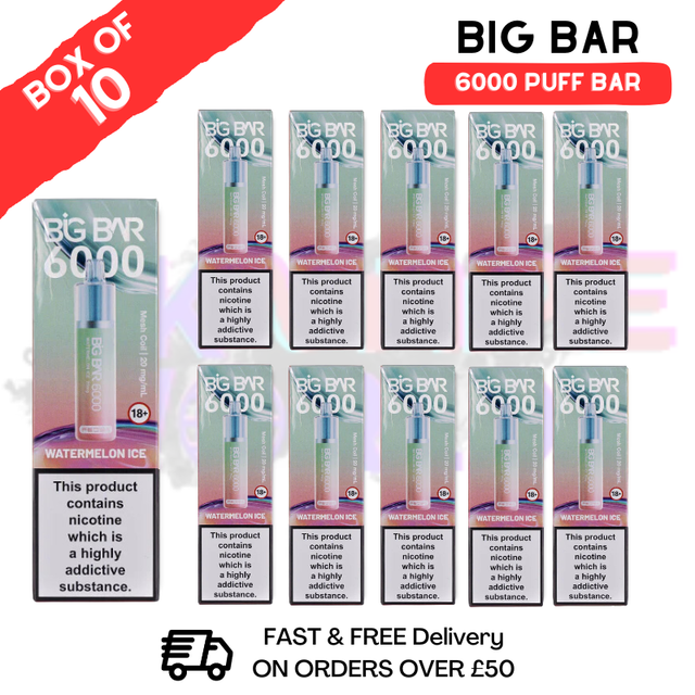 Shop Watermelon ICE Feoba Big Bar 6000 Puff 6K Box Of 10 - UK Vape World