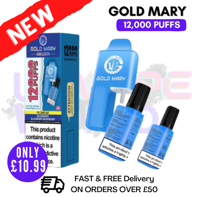 Shop Blueberry Gold Mary 12000 Puff 12K Bar Disposable Kit - UK Vape World 