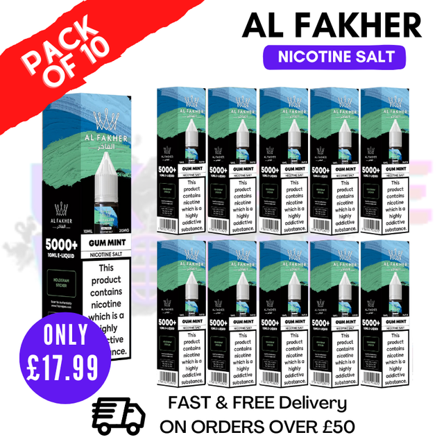 Gum Mint Al Fakher 5000+ Nic Salt BOX OF 10