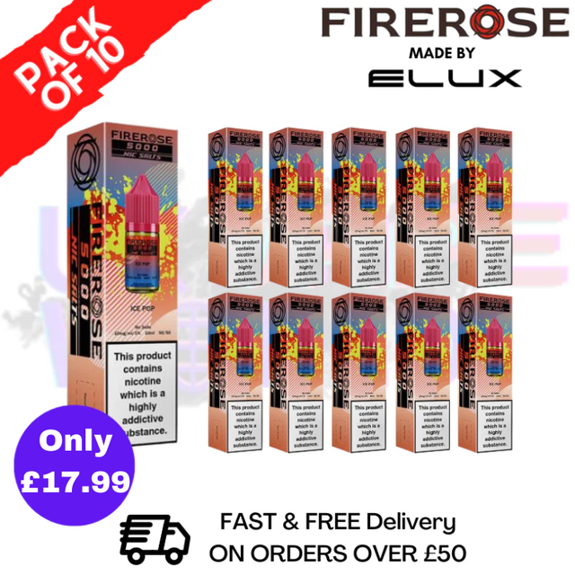 shop ICE POP Firerose 5000 Nic Salt Box Of 10 - ukvapeworld