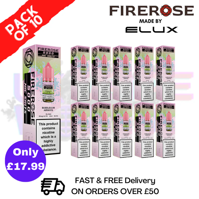 shop Bubblegum Mint Firerose 5000 Nic Salt Box Of 10 - ukvapeworld