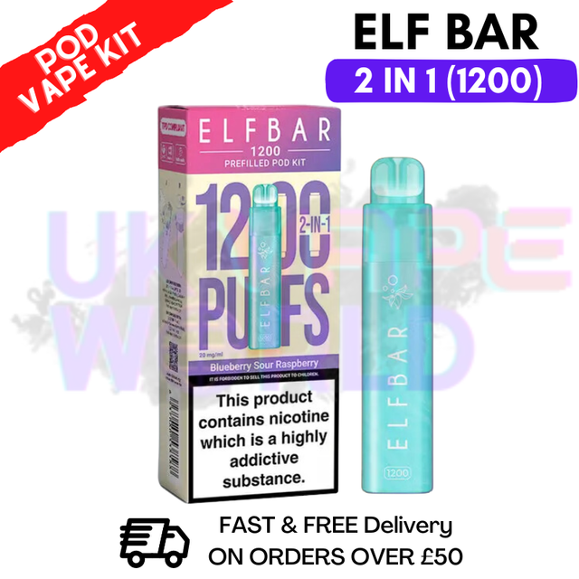 Shop Blue Sour Raspberry Elf Bar 1200 Puffs Prefilled Pod Kit - UK Vape World