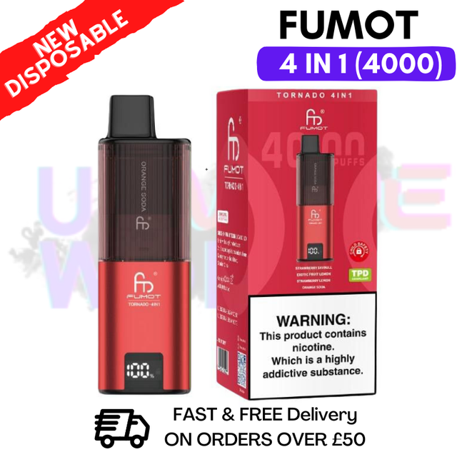 Shop Red Edition Fumot Tornado 4000 Puff Disposable Vape Kit - UK Vape World
