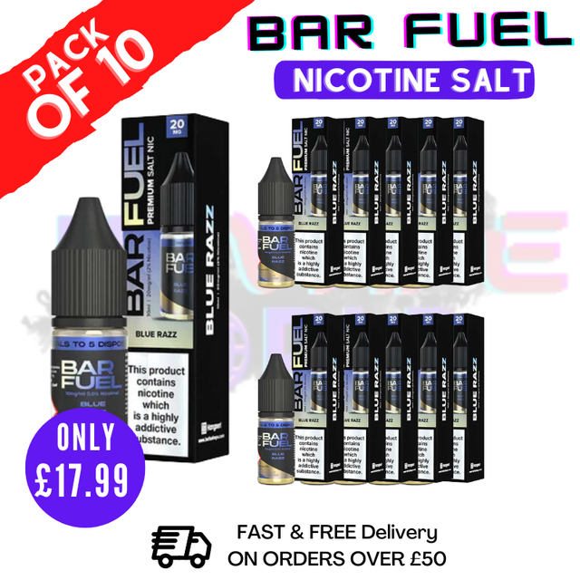 Shop Blue Razz Bar Fuel Nic Salt Box Of 10 - ONLY £1.79 Each - UK Vape World