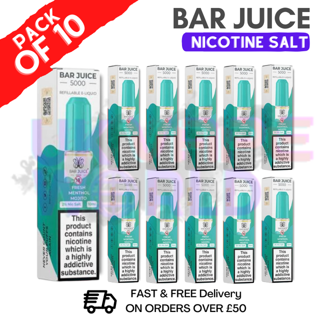 Shop Fresh Menthol Mojito Bar Juice 5000 Nic Salt | Box of 10 | ONLY £15.99 - UK Vape World