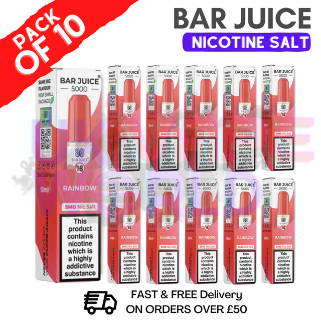 Shop Rainbow Bar Juice 5000 Nic Salt | Box of 10 | ONLY £15.99 - UK Vape World 