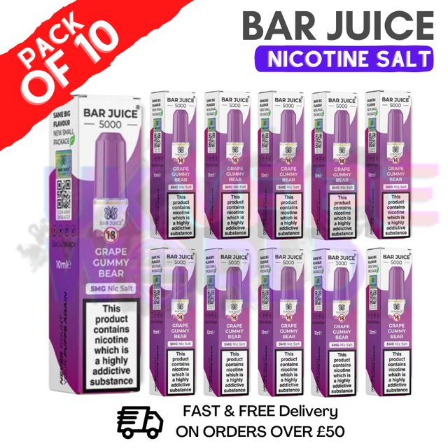 Shop Grape Gummy Bear Bar Juice 5000 Nic Salt | Box of 10 | ONLY £15.99 - UK Vape World