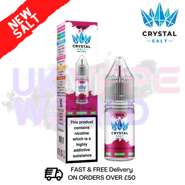 Shop Cherry Peach Lemonade WGA Crystal Nic Salt | Lowest Price - UK Vape World