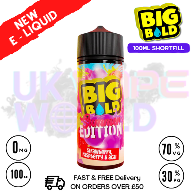 Shop Strawberry Raspberry & ACAI Big Bold Vape Juice 100ml - UK Vape World