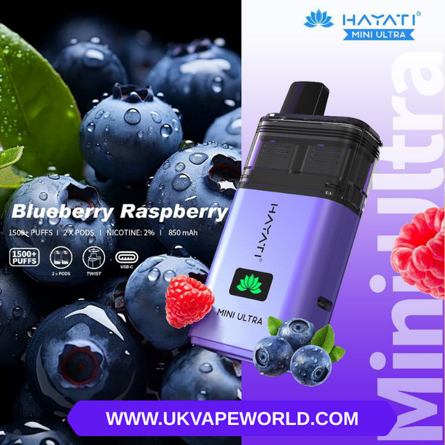 Shop Blueberry Rapsberry Hayati Mini Ultra 1500 Puff Twist Bar - UK Vape World