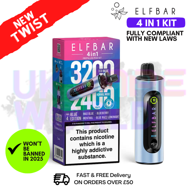 Elf Bar 3200 Blueberry Edition 4 in 1 Prefilled Pod Kit | 3 FOR £21