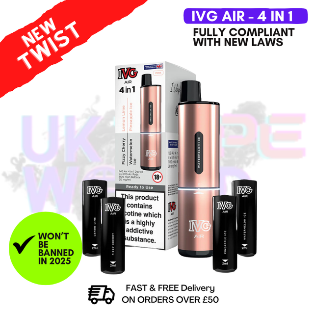 Shop IVG Air 4 in 1 Pink Edition Prefilled Pod Kit - UK Vape World