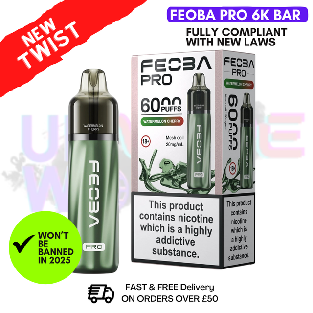 Shop Watermelon Cherry Feoba Pro 6000 6K Puff Pod Kit - UK Vape World