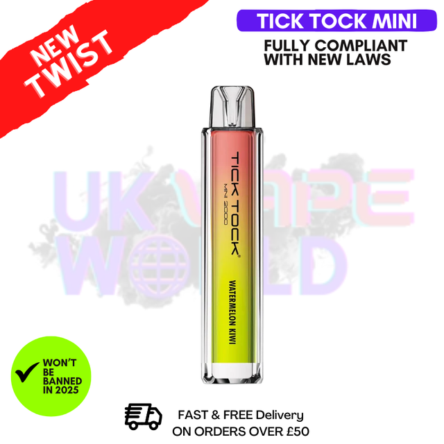 Shop Watermelon Kiwi Tick Tock Mini 2000 Puff Kit - UK Vape World