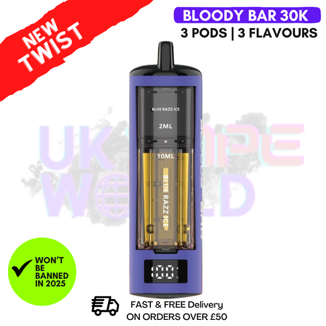 Shop Blue Razz ICE Bloody Bar 30K Triple-Twist Kit - UK Vape World