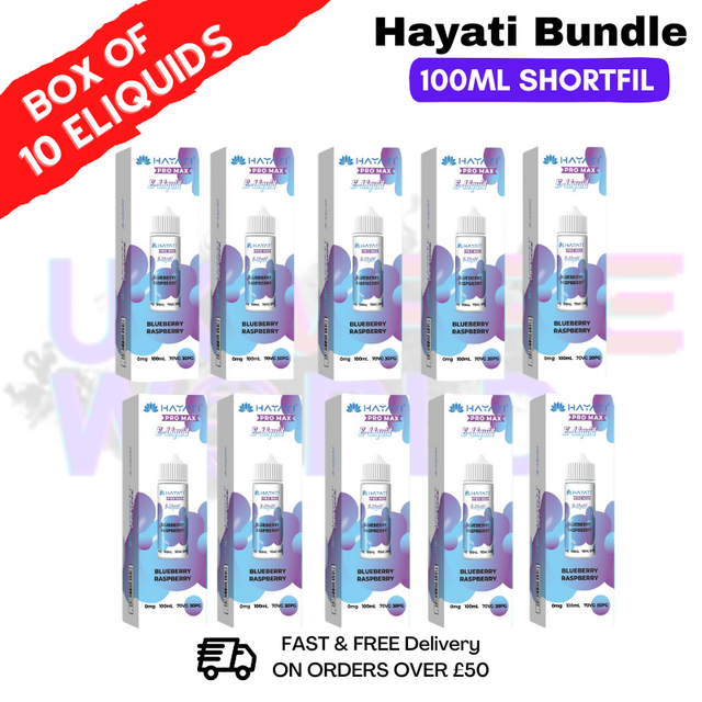 Blueberry Raspberry Hayati 100ML Box Of 10 + Free NicShots