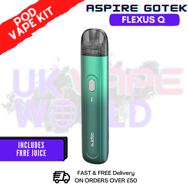 Green Fade Aspire Flexus Q Pod Kit + Free 2x Salt