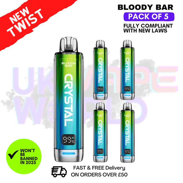 Blueberry Raspberry Bloody Bar Crystal 10K Puff Pack Of 5