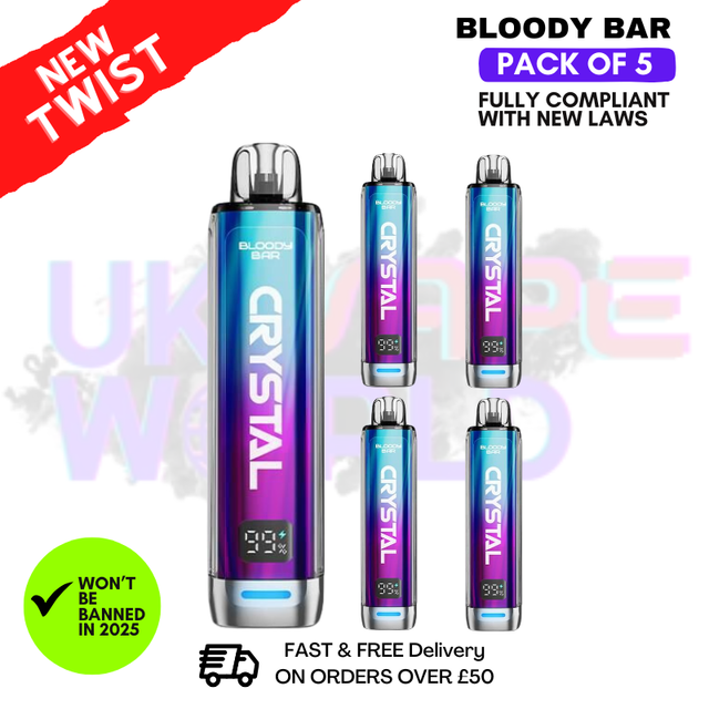 Blue Razz Lemonade Bloody Bar Crystal 10K Puff Pack Of 5
