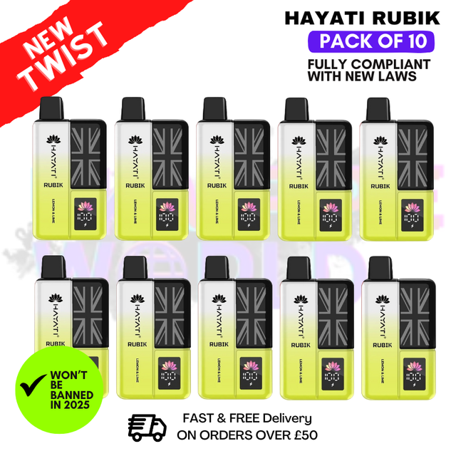 Lemon Lime Hayati Rubik 7K 7000 Puff Box Of 10