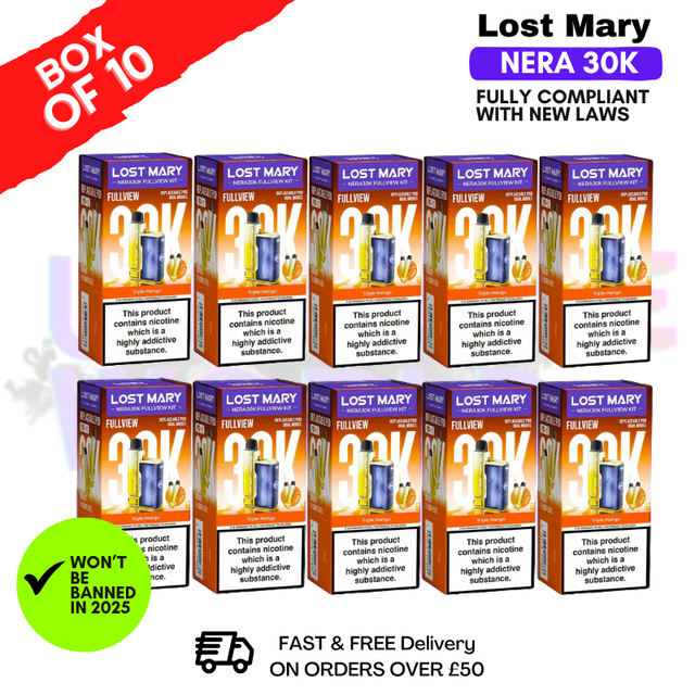 Shop Triple Mango Lost Mary NERA 30K Puff Box Of 10 - UK Vape World