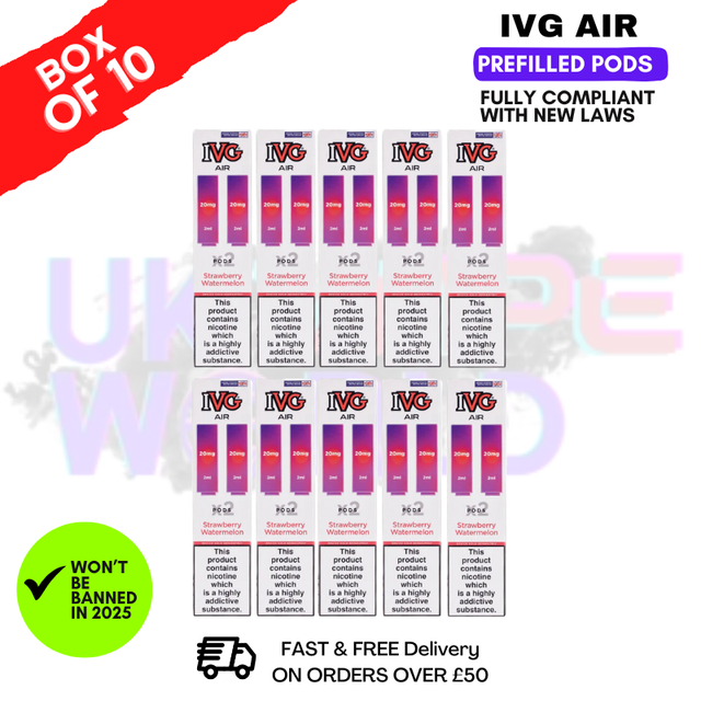 Shop Strawberry Watermelon IVG AIR Prefilled Pod Box Of 10 - UK Vape World