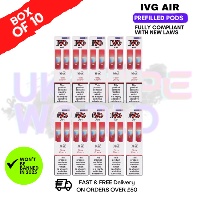 Shop Fizzy Cherry IVG AIR Prefilled Pod Box Of 10 - UK Vape World