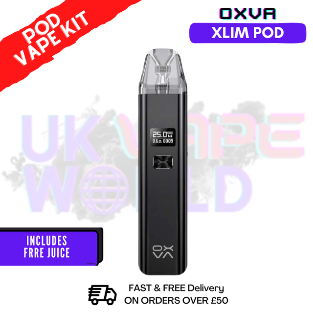 Shiny Black Oxva Xlim Pod Kit + Free 100ml Juice