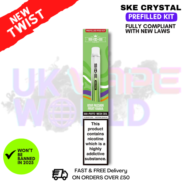 Kiwi Passionfruit Guava SKE CRYSTAL Bar Pro 600 Puff Prefilled Pod Kit